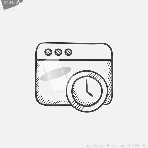 Image of Browser window with clock sign sketch icon.