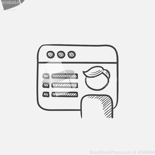 Image of Browser window with social network internet page sketch icon.