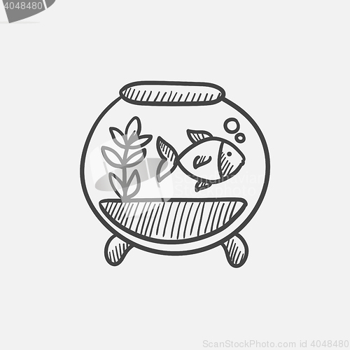 Image of Fish in aquarium sketch icon.