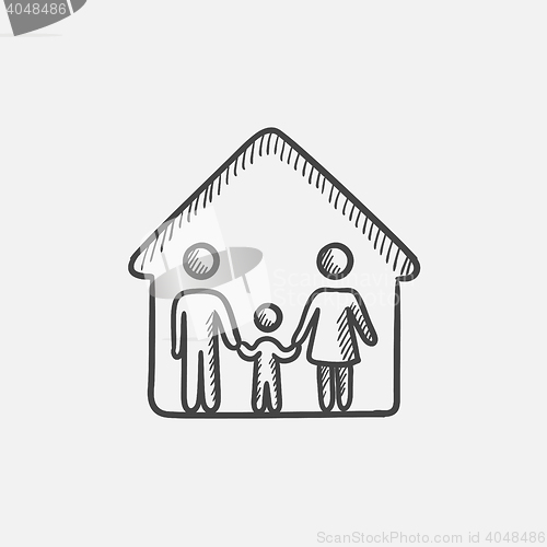 Image of Family house sketch icon.