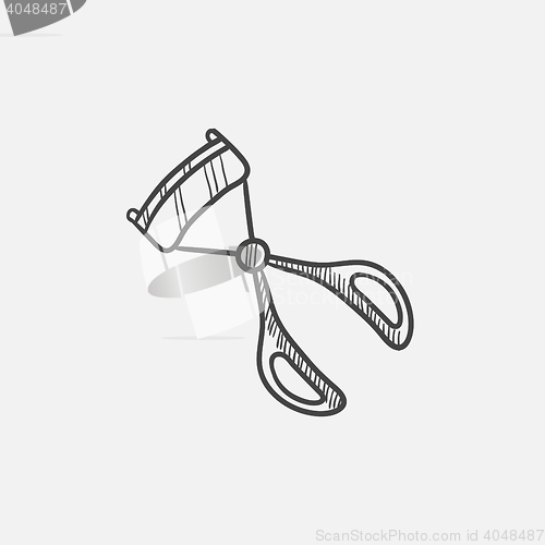 Image of Eyelash curler sketch icon.