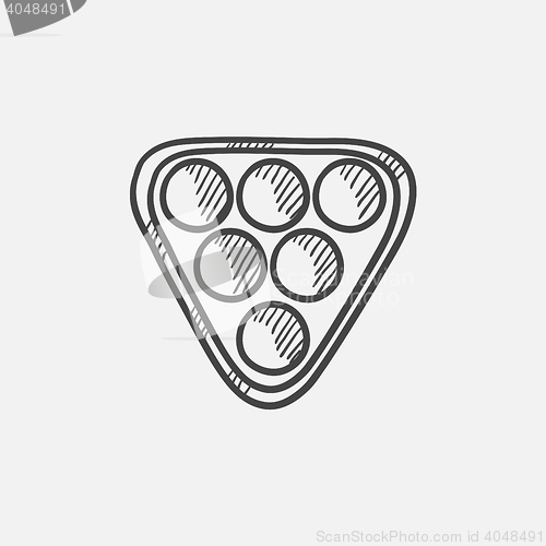 Image of Set of billiard balls in triangle sketch icon.