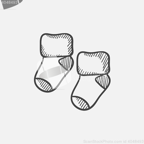 Image of Baby socks sketch icon.