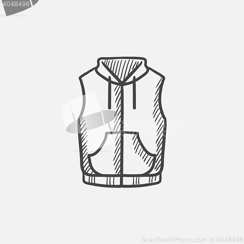 Image of Vest down jacket sketch icon.