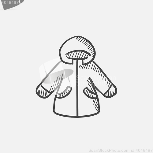 Image of Winter jacket sketch icon.