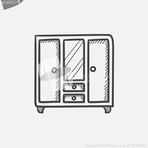 Image of Wardrobe with mirror sketch icon.