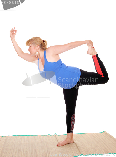 Image of Yoga trainer standing, showing poses.