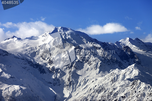 Image of Snow winter mountains at nice sun day