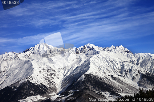 Image of Winter mountains at sun winter day