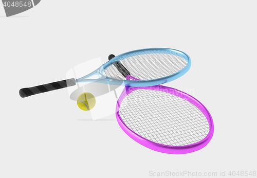 Image of violet and blue tennis rackets