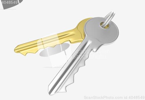 Image of gold and silver key with silver ring