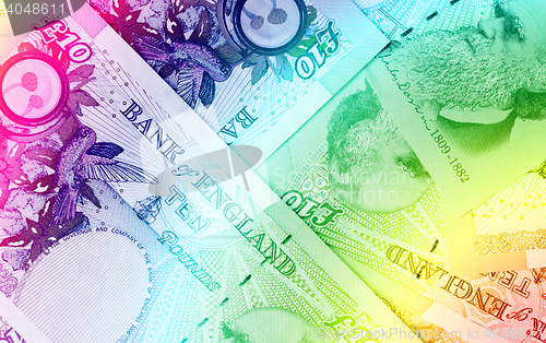 Image of Pound currency background - 10 Pounds - Rainbow