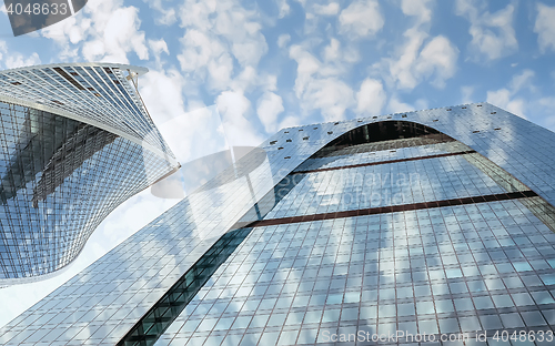 Image of Fragment of Blue Glass Skyscrapers 