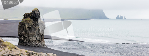 Image of Big rock on the black beach, Iceland