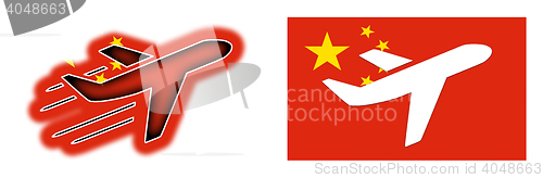 Image of Nation flag - Airplane isolated - China