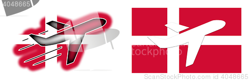Image of Nation flag - Airplane isolated - Denmark