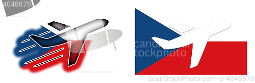 Image of Nation flag - Airplane isolated - Czech republic