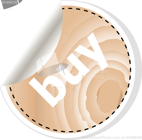 Image of buy word on vector business wooden app icon isolated on white background.