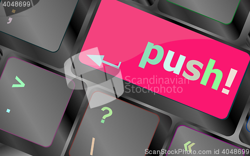 Image of push key on computer keyboard, business concept vector keyboard key. keyboard button. Vector illustration