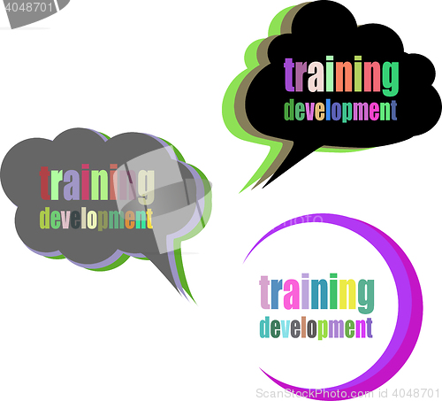 Image of training development. Set of stickers, labels, tags. Business banners, Template for infographics. Icon set. Icon flat. Vector illustration