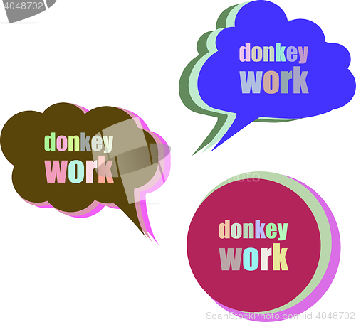 Image of donkey work. Set of stickers, labels, tags. Template for infographics. Icon set. Icon flat. Vector illustration