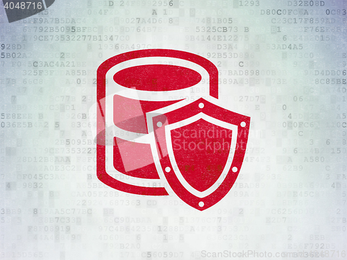 Image of Software concept: Database With Shield on Digital Data Paper background