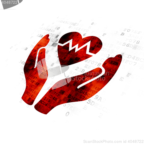 Image of Insurance concept: Heart And Palm on Digital background