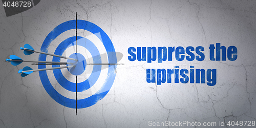 Image of Politics concept: target and Suppress The Uprising on wall background