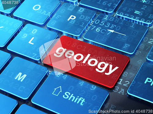 Image of Studying concept: Geology on computer keyboard background