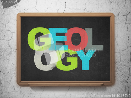 Image of Science concept: Geology on School board background