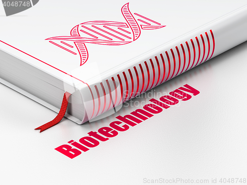 Image of Science concept: book DNA, Biotechnology on white background