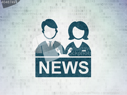 Image of News concept: Anchorman on Digital Data Paper background