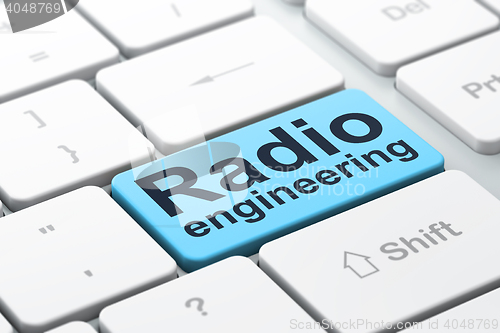 Image of Science concept: Radio Engineering on computer keyboard background