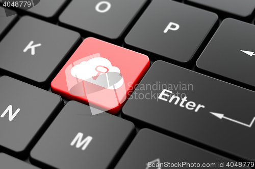 Image of Cloud technology concept: Cloud With Key on computer keyboard background