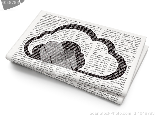 Image of Cloud technology concept: Cloud on Newspaper background