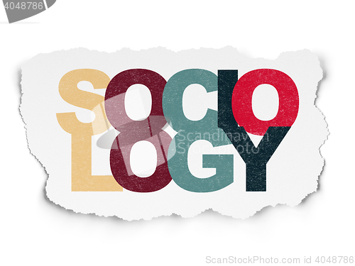 Image of Studying concept: Sociology on Torn Paper background