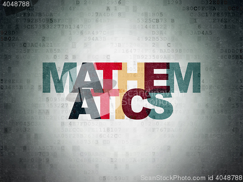 Image of Studying concept: Mathematics on Digital Data Paper background