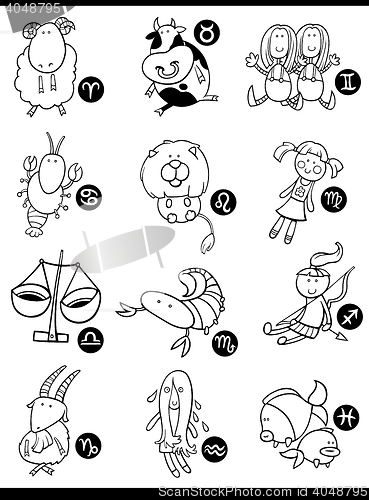 Image of cute horoscope zodiac signs