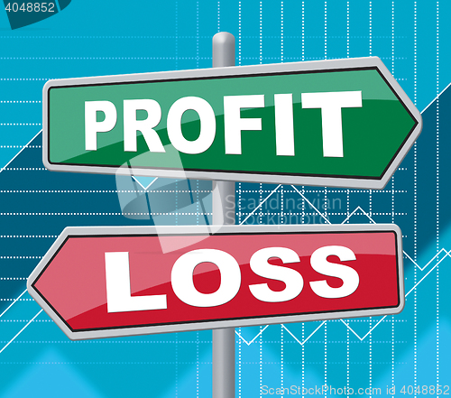 Image of Profit Loss Indicates Signboard Board And Money