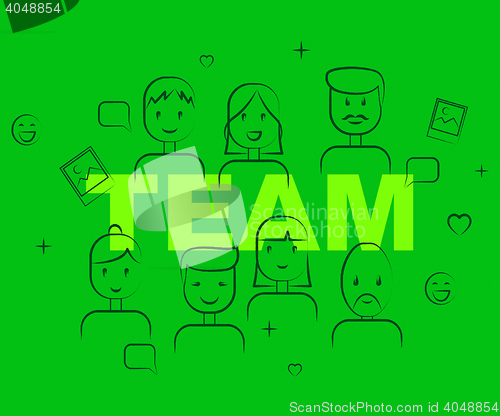 Image of Team Of People Shows Teamwork Cooperation And Teams