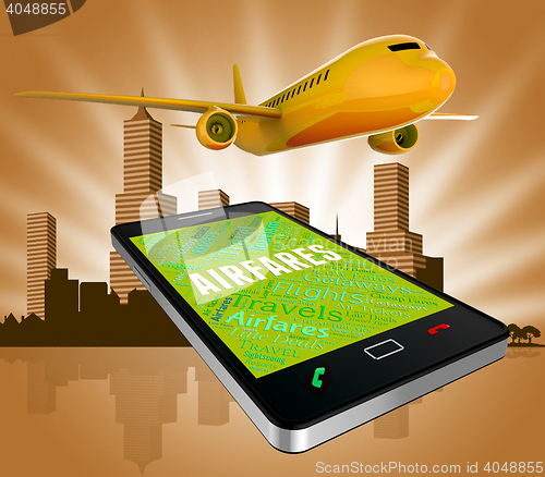 Image of Airfares Online Represents Selling Price And Aeroplane