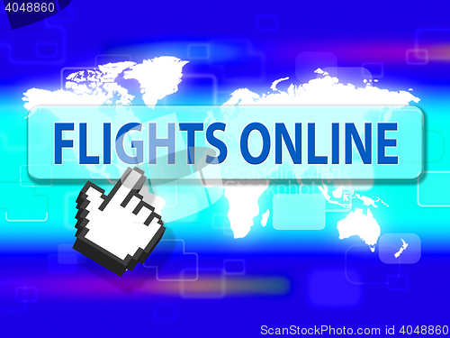 Image of Flights Online Means Web Site And Aeroplane