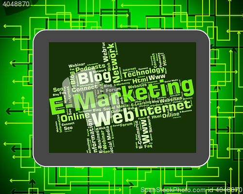 Image of Emarketing Word Shows World Wide Web And Internet