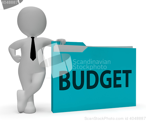 Image of Budget Folder Indicates Cost Paperwork And Organized 3d Renderin