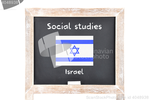 Image of Social studies with flag on board