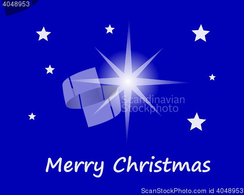 Image of Merry Christmas with stars in sky