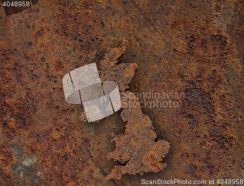 Image of Map of Great Britain on rusty metal,