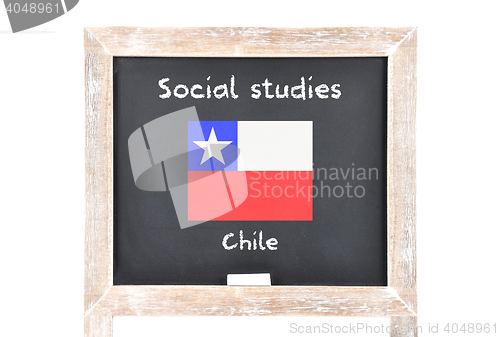 Image of Social studies with flag on board