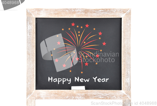 Image of Happy New Year on blackboard