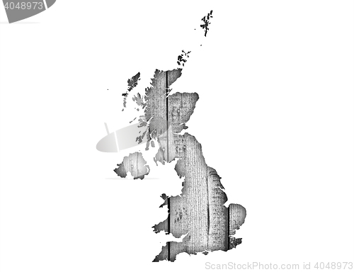 Image of Map of Great Britain on wood,